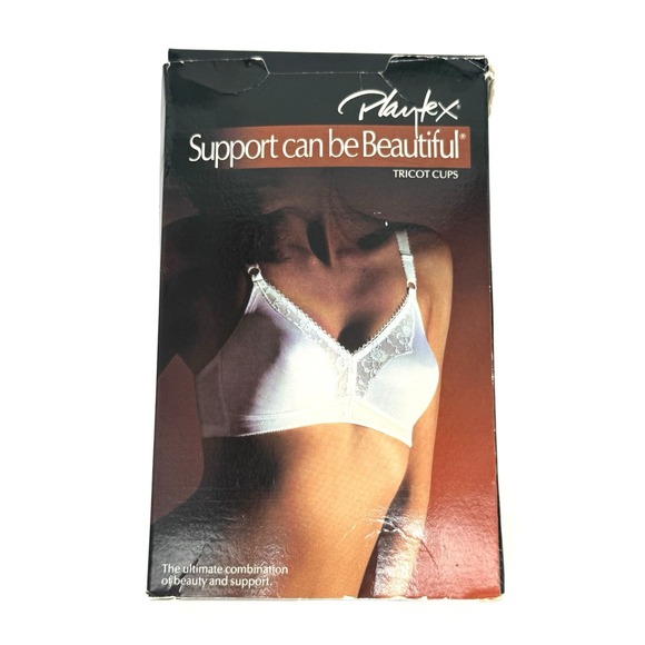 Vtg Playtex Support Bra Tricot Cup Women 702 White 42C Lace NEW Cross Your Heart - Picture 1 of 5